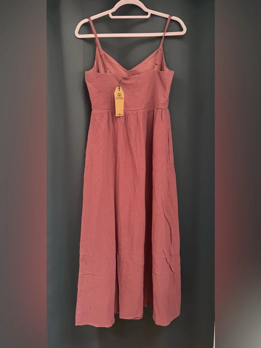 Disturbia Dusty Rose Button-Front Embroidered Maxi Dress - Picture 2 of 7